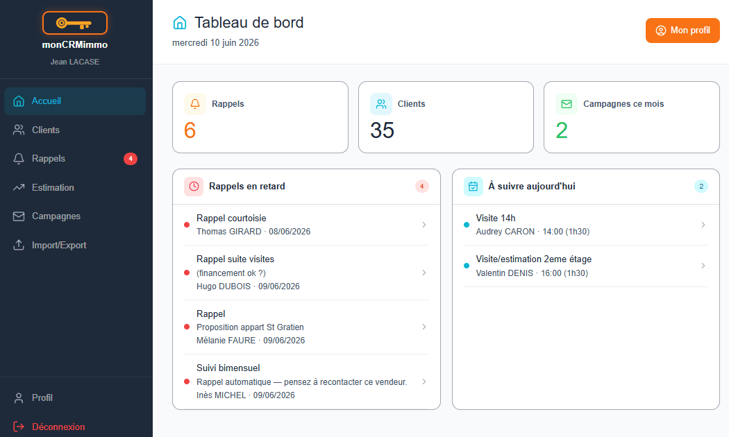 Tableau de bord